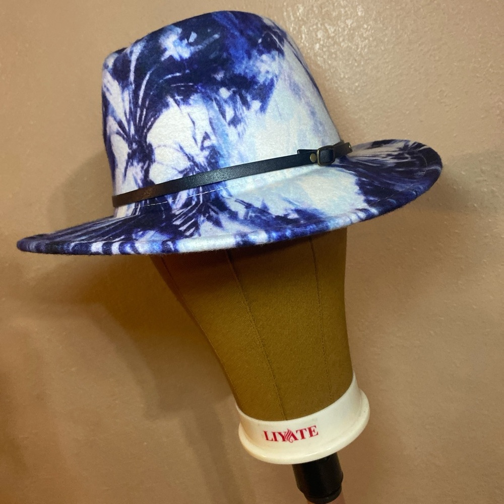 Blue Tie-Dye Fedora Hat